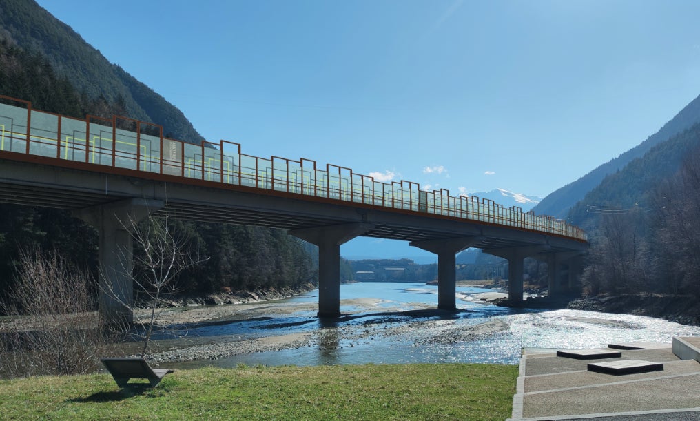 Lärmbelastung entlang der Autobahn reduzieren: Das ist das Ziel der A22, dazu werden insgesamt neun Lärmschutzwände errichtet bzw. erneuert. Im Bild das Rendering der Lärmschutzwand Brücke Franzensfeste. (Quelle: Brennerautobahn AG)
