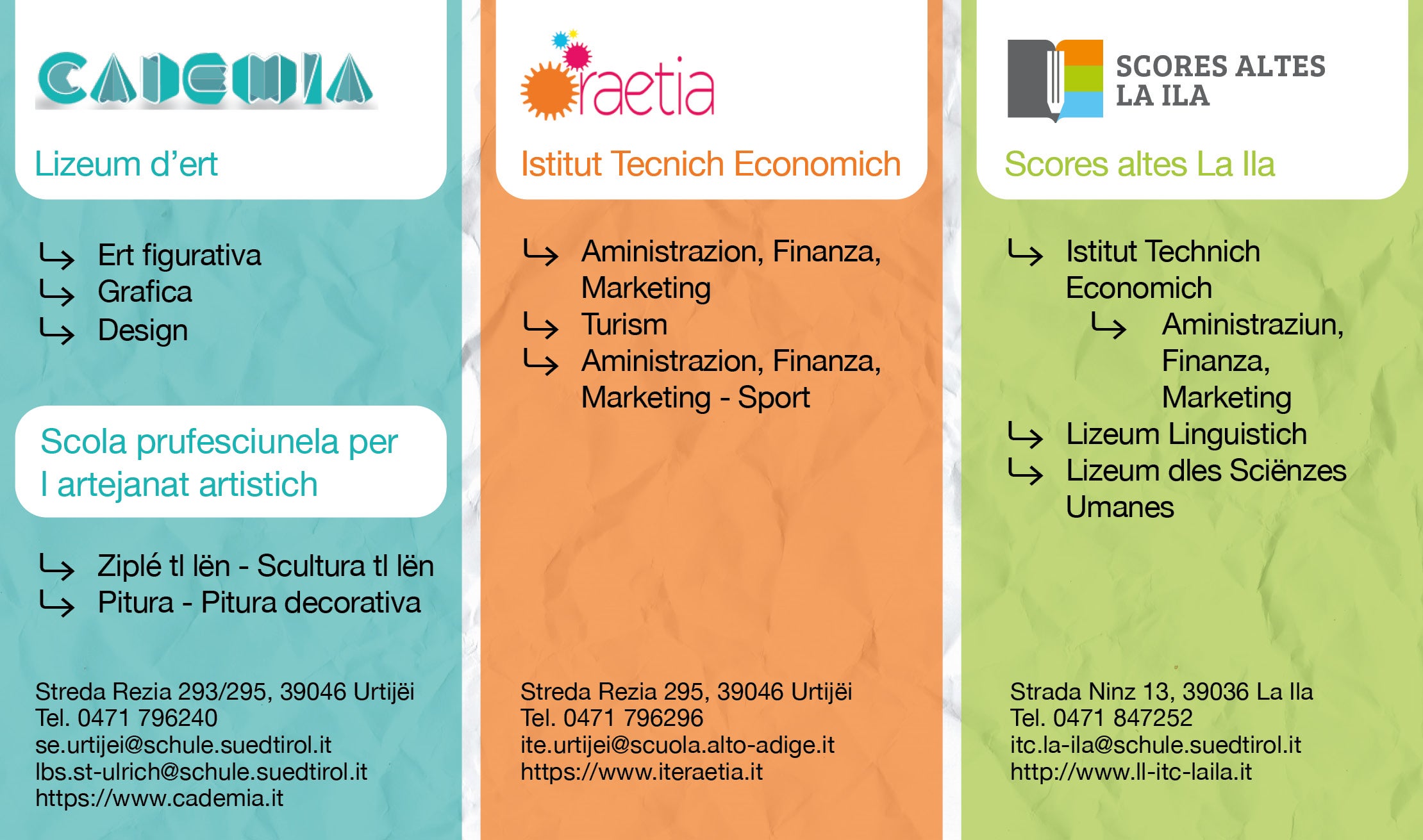 Les scores altes ladines á n'oferta de formaziun ampla y interessanta (Foto: Intendënza ladina)