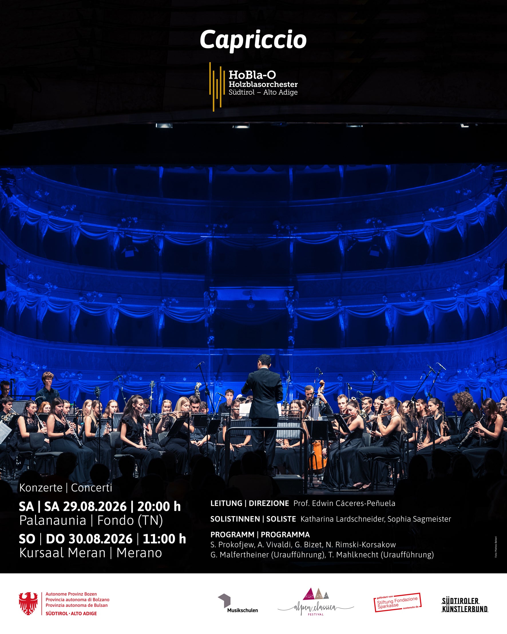Das Holzblasorchester Südtirol HoBla-O und die Jugend Brass Band Südtirol JBBS zählen zu den institutionalisierten Orchesterprojekten der Landesdirektion Deutsche und ladinische Musikschule und haben sich in den vergangenen Jahren zu einem bemerkenswerten Klangkörper entwickelt, unterstreicht Landesmusikschuldirektorin Alexandra Pedrotti. Im Bild das Plakat des Projekts HoBla-O. (Quelle: Landesdirektion Deutsche und ladinische Musikschule)