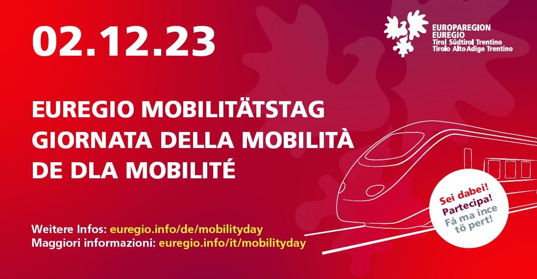 Gratuitamente, da Kufstein fino a Borghetto: il 2 dicembre, con gli abbonamenti personali al trasporto pubblico locale e con l’EuregioFamilyPass, si viaggerà gratis in tutta l‘Euregio Tirolo-Alto Adige-Trentino. (Foto: Euregio)