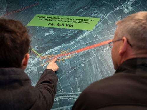 Il nuovo infopoint fornisce informazioni complete e dettagliate sul Tunnel di Base del Brennero. (Foto: USP/Fabio Brucculeri)