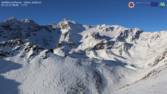 Das Interreg-Projekt Glacier Inventory South Tyrol-Tyrol GLISTT wird von der Europäischen Kommission als einer der Pioniere im Klimaschutz angesehen. Im Bild eine Momentaufnahme der Webcam auf dem Weißbrunnferner im Ultental von heute (Quelle: Website Interreg-Projekt GLISTT)