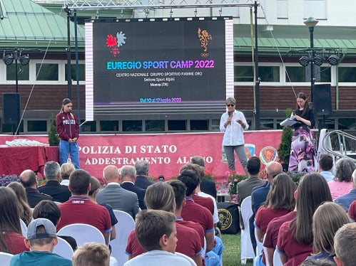 Un momento della festa di apertura dell'Euregio Sport Camp a Moena (Foto Ufficio stampa Provincia Autonoma di Trento)