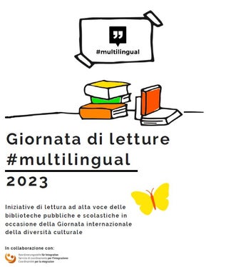 La locandina dell'iniziativa. Dal 16 al 23 maggio si svolgeranno in diverse biblioteche pubbliche e scolastiche dell'Alto Adige attività di lettura ad alta voce. 