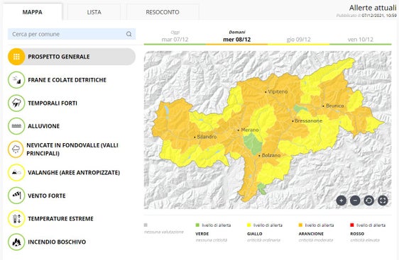 Nel corso della mattinata di domani cadrà una nevicata su tutto il territorio nazionale, nel pomeriggio e in serata nevicherà con maggiore frequenza e intensità. (Fonte: Rapporto situazione allerta del Centro provinciale presso l'Agenzia per la Protezione Civile) 