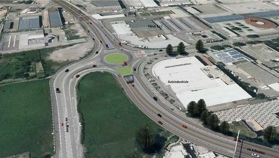 Il rendering dello svincolo “Galvani”, visto da Est (Rendering: Ripartizione infrastrutture)