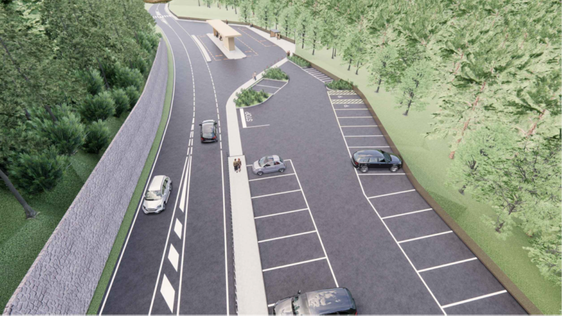 Um den neuen Busbahnhof optimal nutzbar zu machen, wird der angrenzende Parkplatz erweitert. (Rendering: LPA/Rendering: LPA/Baucon, Simon Neulichedl)