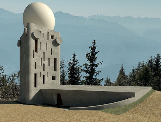 Der neue Radarturm aus Stahlbeton auf dem Gantkofel wird im Laufe dieses Sommers und Herbstes errichtet. (Rendering: Landesamt für Meteorologie und Lawinenwarnung)