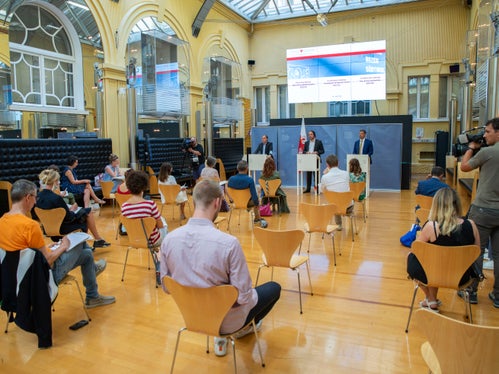 Un momento della conferenza stampa odierna, tenutasi a Palazzo Widmann (Foto: ASP/Fabio Brucculeri)