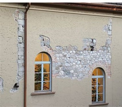 Il progetto di riqualificazione del Conservatorio in piazza Domenicani a Bolzano  prevede la riparazione ed il rinforzo della muratura nonché la tinteggiatura delle pareti esterne (Foto:ASP/Ufficio per la gestione tecnica delle costruzioni)