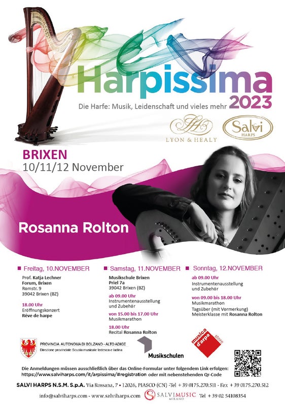 L'arpa sarà lo strumento speciale al centro di "Harpissima 2023", l'evento di più giorni della prossima settimana, co-sponsorizzato dalla Direzione provinciale Scuola musicale tedesca e ladina (Foto: ASP)