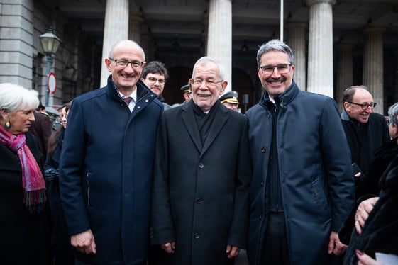 Van der Bellen con presidente Kompatscher e presidente Mattle (Tirolo) a Vienna (Foto: Fitsch)
