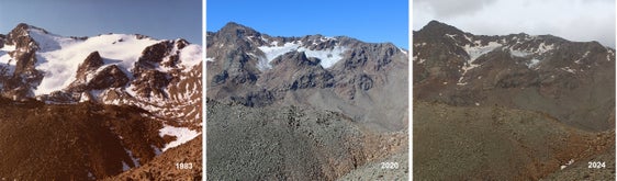 Der Weißbrunnferner veranschaulicht den Zerfall der Gletscher in Südtirol. Der meiststudierte Gletscher in Südtirol zeigt sehr große Änderungen in wenigen Jahren – zum Vergleich Aufnahmen aus den Jahren 1983, 2020 und 2024 - und wurde in die Liste der Opfer des Klimawandels aufgenommen. (Fotoserie: LPA/Landesamt für Hydrologie und Stauanlagen in der Agentur für Bevölkerungsschutz)


