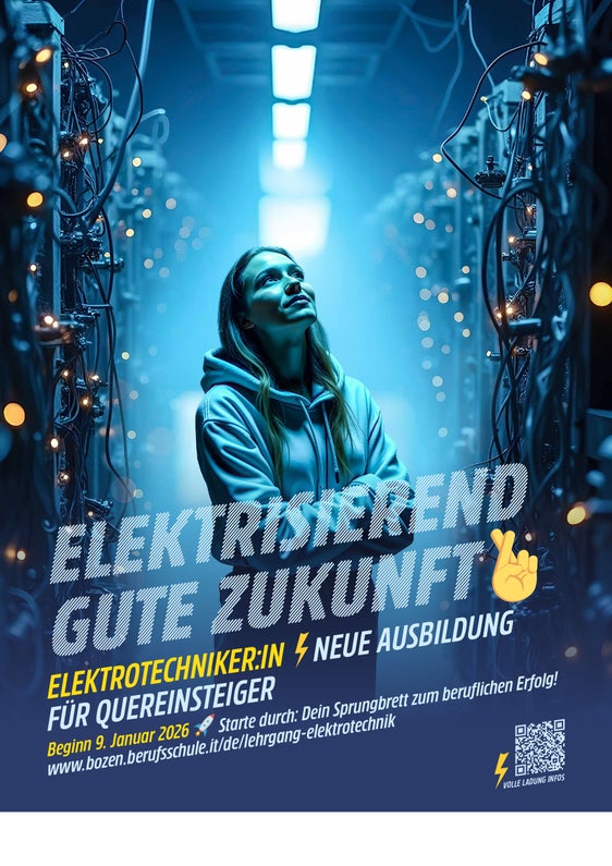 Die Landesberufsschule für Handwerk und Industrie Bozen startet im neuen Jahr einen neuen Lehrgang, der Quereinsteiger auf die Lehrabschlussprüfung als Elektrotechniker und Elektrotechnikerin vorbereitet. (Foto: LPA/Landesberufsschule für Handwerk und Industrie Bozen)