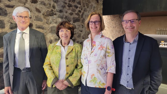 I responsabili del progetto Historegio: da sinistra Andrea Leonardi, Brigitte Mazohl, Gunda Barth Scalmani e Oswald Überbacher (Foto: Euregio/Armin Gluderer)