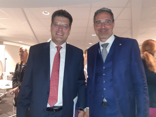 Il presidente Kompatscher (a destra) con il commissario europeo per la gestione delle crisi, Janez Lenarčič (Foto: ASP) 