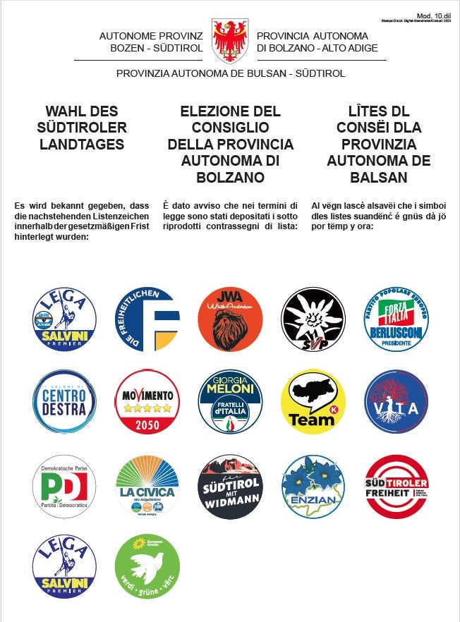 Das Listenzeichen-Plakat für die digitalen Amtstafeln der Gemeinden. (Foto: LPA/Landesamt für institutionelle Angelegenheiten)