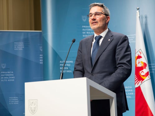 Il presidente della Provincia, Arno Kompatscher, nel corso della conferenza stampa odierna (Foto: ASP/F. Brucculeri)