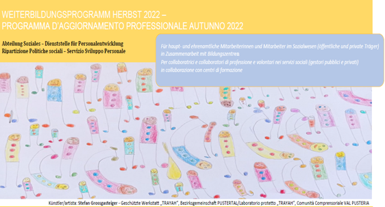 Il programma dei corsi di formazione e di aggiornamento è accessibile online sul sito web della Provincia  (Foto: ASP/Disegno di Stefan Grossgasteiger)