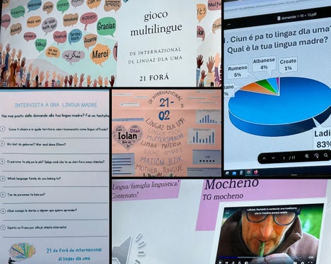 Gioco linguistico e intervista alla lingua madre, ideati da Florian Tavella e Lucia Piccolruaz (scuola secondaria di primo grado San Vigilio). (Foto: USP/Servizio per l’inclusione dell’Intendenza scolastica ladina)