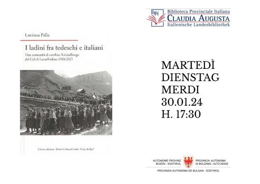 La prima plata dl liber de Luciana Palla. L liber vën prejentà ala fin de jené a Bulsan.