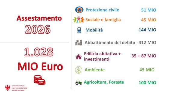 I capitoli di spesa ai quali sarà principalmente destinato l'assestamento del bilancio di previsione 2026 (Grafico: USP/Ufficio Bilancio e programmazione)