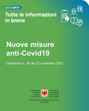 Slide sulle nuove misure anti Covid previste dall'Ordinanza nr. 34 del 22 novembre 2021 (Foto: ASP)