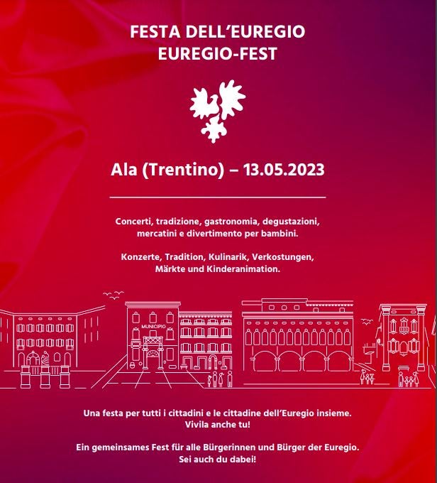 Tutte le cittadine e i cittadini di Alto Adige, Tirolo e Trentino sono invitati ad Ala, il 13 maggio, per la Festa dell'Euregio (Foto: Euregio)