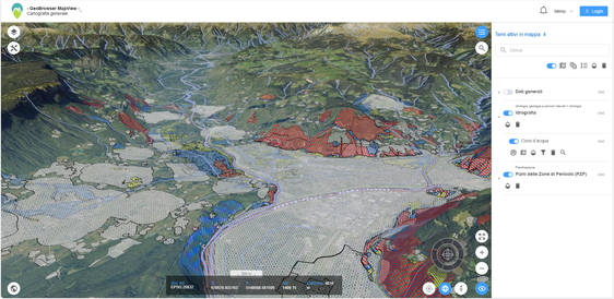 Nel geobrowser MapView è ora disponibile anche una vista 3D che consente, ad esempio, di valutare meglio le zone di pericolo. (Foto: USP/Ufficio Pianificazione territoriale e cartografia)