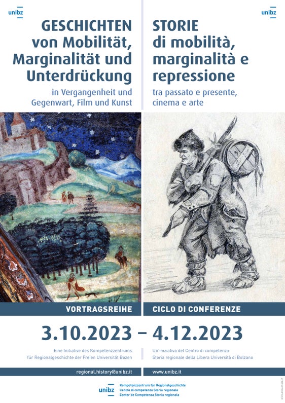 Über die Darstellung von Armut, Landstreicherei und Ausgrenzung in der Südtiroler Kunst spricht der Historiker und Filmhistoriker Paolo Caneppele im Rahmen einer Veranstaltungsreihe des Zentrums für Regionalgeschichte am 13. November im Kulturzentrum "Trevi" in Bozen.