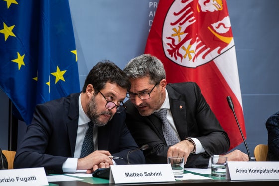 Arno Kompatscher (a destra) a colloquio con il ministro Salvini (Foto: ASP/Ivo Corrà)