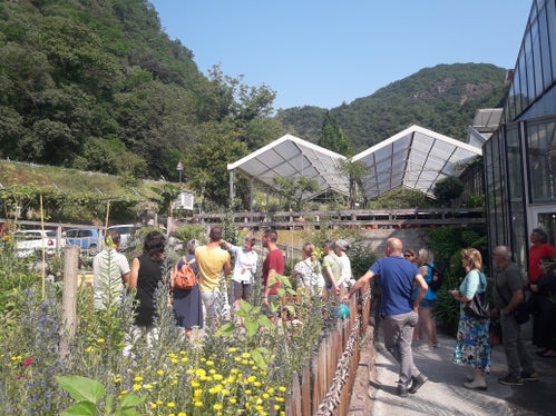 Besucherinnen und Besucher im Natur-im-Garten-Schaugarten und oberen Schaugarten des Versuchszentrums Laimburg. (Foto: LPA/Laimburg Research Centre)