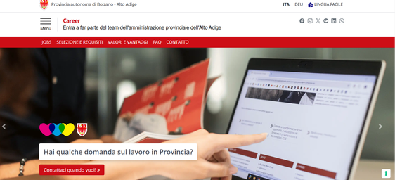 Il nuovo portale web Career dell'Amministrazione provinciale (Foto: USP)
