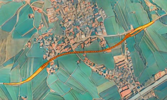 Dieses Bild zeigt eine Grobansicht des bevorzugten Trassenverlaufs (die dunkelorange Farbe zeigt die Untertunnelung). (Foto: LPA)