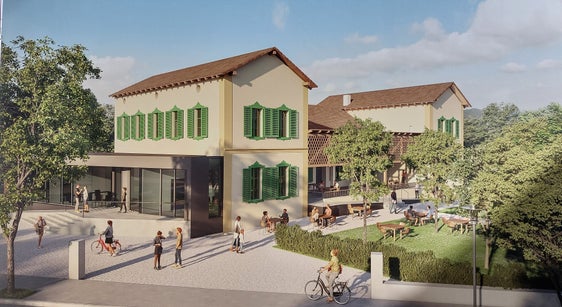 Nach Beendigung der Sanierungsarbeiten wird das Ex-Bersaglio-Gebäude drei Meraner Vereinen zur Verfügung gestellt. (Rendering: LPA)