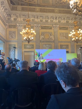 All'evento “L’italia delle Regioni” tenutosi a Monza presente il vicepresidente della Provincia, Giuliano Vettorato. Ha preso la parola anche il presidente della Repubblica, Sergio Mattarella (Foto: ASP/Gabriel Marciano)