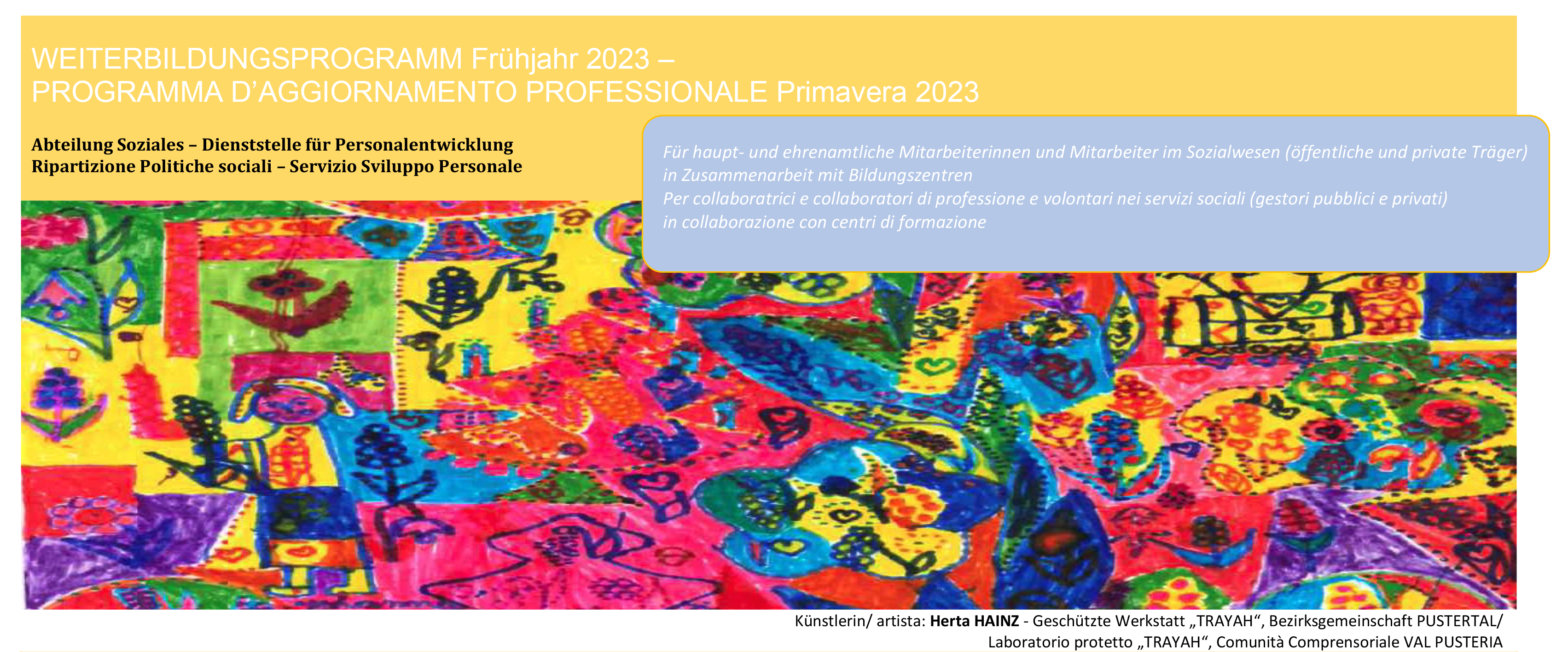 È stata pubblicata la guida ai corsi di aggiornamento primaverili per collaboratori professionali, volontari e cittadini interessati dei servizi sociali edita dal Servizio sviluppo personale della Provincia (Foto: ASP)