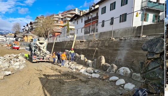 An der Cesare-Battisti-Straße wurden bereits die neuen Ufermauern errichtet. (Foto: LPA)