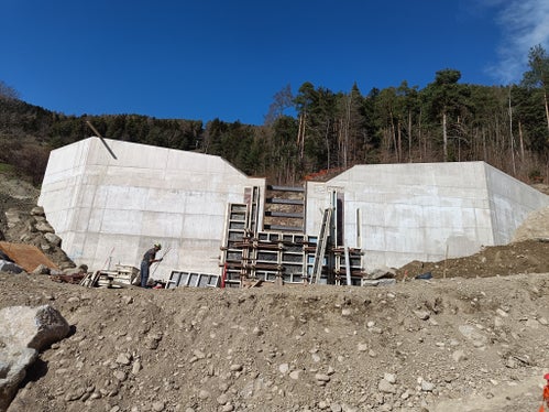 Il bacino di ritenzione sul fossato Horner a Vandoies ha una capacità di 4.000 metri cubi. (Foto: USP/Ufficio Sistemazione bacini montani Est/Andreas Unterberger)