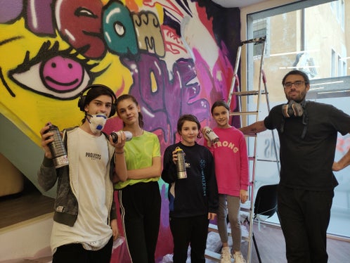 Der Graffiti-Workshop im Kassianeum in Brixen (Foto: Sofie Baumgartner)