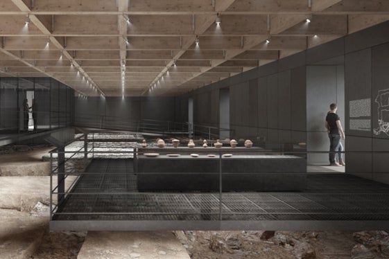 Un rendering dell'intera zona di rinvenimento dei reperti della villa romana (Foto: ASP)