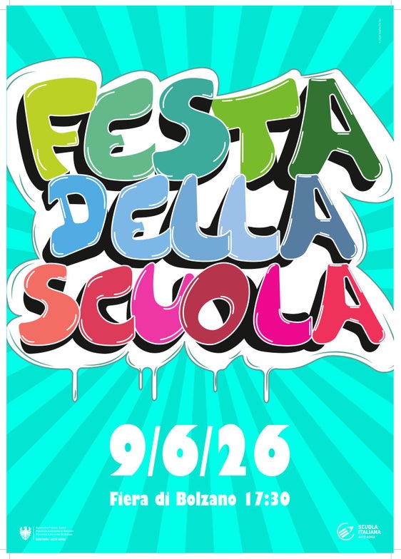 La Scuola italiana celebra l’impegno e i risultati di studenti e studentesse nel corso dell’anno scolastico 2025/2026. Appuntamento alla Fiera di Bolzano martedì 9 giugno dalle ore 17.30. (Locandina: Direzione Istruzione e Formazione italiana)