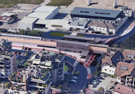 Rendering del progetto della stazione di San Giacomo (Foto: USP/STA-Strutture Trasporto Alto Adige SpA)