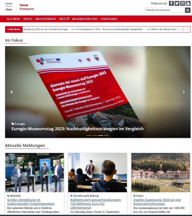 Jeder und jede kann die Presseaussendungen des Landespresseamtes auf dem Newsportal des Landes Südtirol abonnieren. (Foto: LPA)