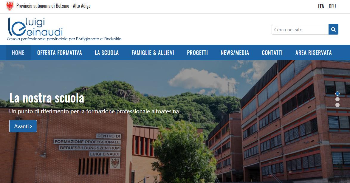 La pagina web dell'Istituto Einaudi (Foto: ASP/Einaudi)