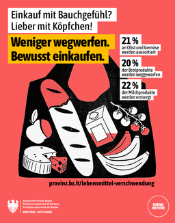 Rund um den Internationalen Tag gegen Lebensmittelverschwendung präsentiert Landesrätin Pamer am 28. September die Kampagne des Landes zur Reduzierung von Lebensmittelabfällen. (Grafik: Amt für Öffentlichkeitsarbeit)