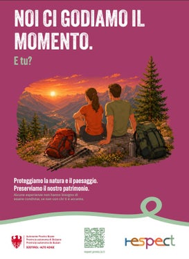Godersi la natura, ma nel rispetto dell’ambiente e del territorio: è questo il messaggio della campagna RESPECT, adattata alle aree naturali e alle aree protette dell’Alto Adige. (Fonte: Ufficio Natura)