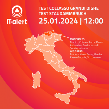 Italienweit wird derzeit das neue Alarmierungssystem anhand konkreter Szenarien getestet, in Südtirol heute mit der Simulation eines Bruchs der Staumauer Welsberg des künstlichen Staubeckens in der Gemeinde Olang. (Foto: LPA/Dipartimento di Protezione Civile/Landesamt für Öffentlichkeitsarbeit)