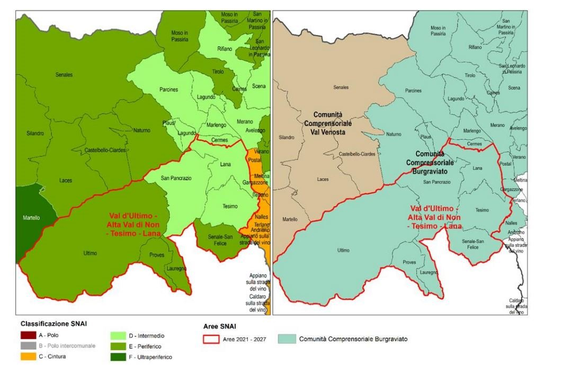 La Provincia di Bolzano aderisce alla Strategia nazionale per le Aree Interne (SNAI) 2021-2027 con due territori. Si tratta dell'area Val d'Ultimo - Alta Val di Non-Tesimo e Lana (nella foto) e dell'Alta Val Venosta. (Fonte: Ripartizione Europa)