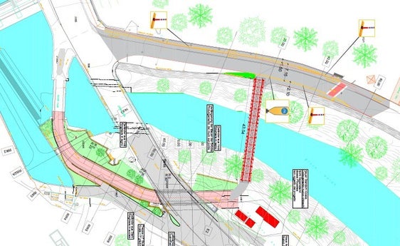 Il tracciato provvisorio della pista ciclabile tra il sottopassaggio e il raccordo con il percorso esistente sulla strada statale 52. (Foto: USP/Dipartimento Infrastrutture e Mobilità)